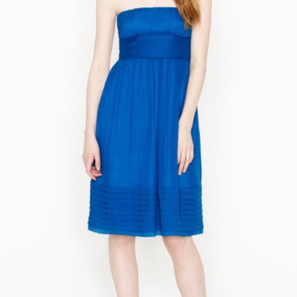 J. Crew Silk Chiffon Dress Size 8 Cocktail Strapless Knee Length Sleeveless.